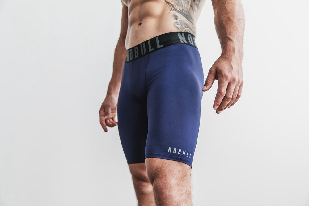 NOBULL Men's Compression 9" Shorts - Deep Navy - Ireland (9761PLIAS)